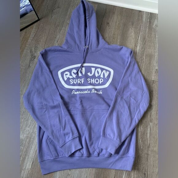 Ron Jon Surf Shop Pensacola Beach Pullover Sweatshirt Hoodie Purple White Size M - Picture 1 of 8